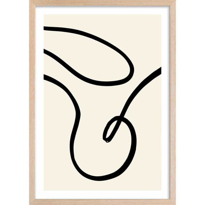 Affiche line art bold I Affiche + cadre en bois - Chêne