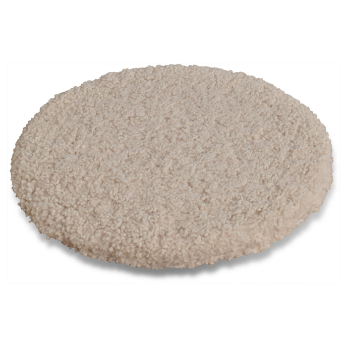 Galette de chaise ronde en tissu bouclette - Naturel