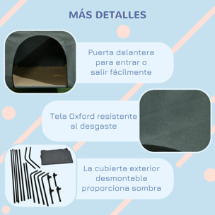 Caseta para Perros con Cubierta Exterior 130x85x95 cm Cama Elevada para Mascotas con Cojín y Ventanas de Malla Enrollable para Perros Grandes Gris