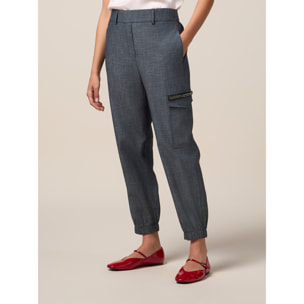 Oltre - Joggers in tessuto misto lino effetto denim - Blu