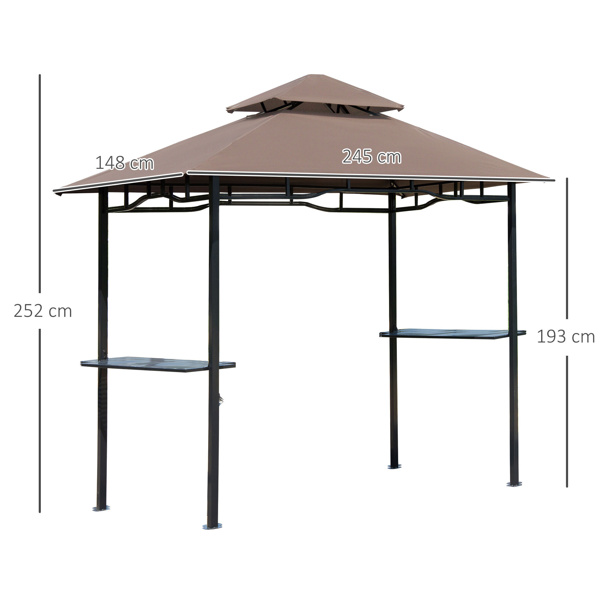 Pavillon abri tonnelle de jardin pour barbecue chocolat