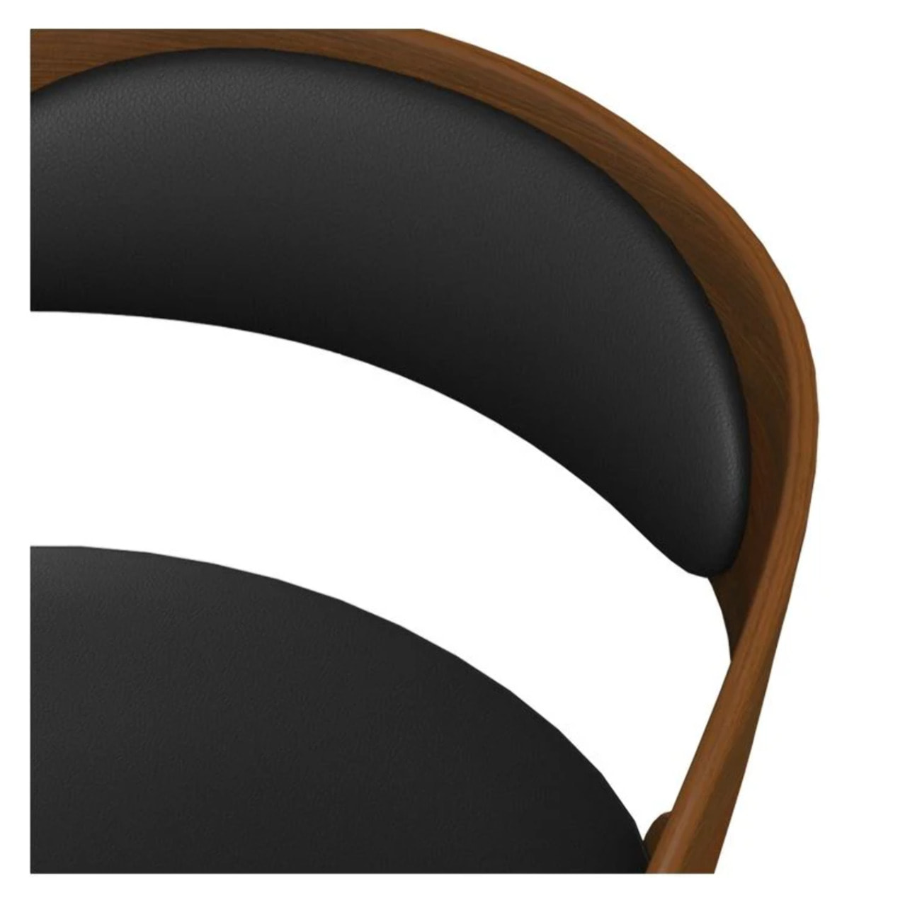 Chaise de bureau pivotante en bois foncé et PU noir - Louis