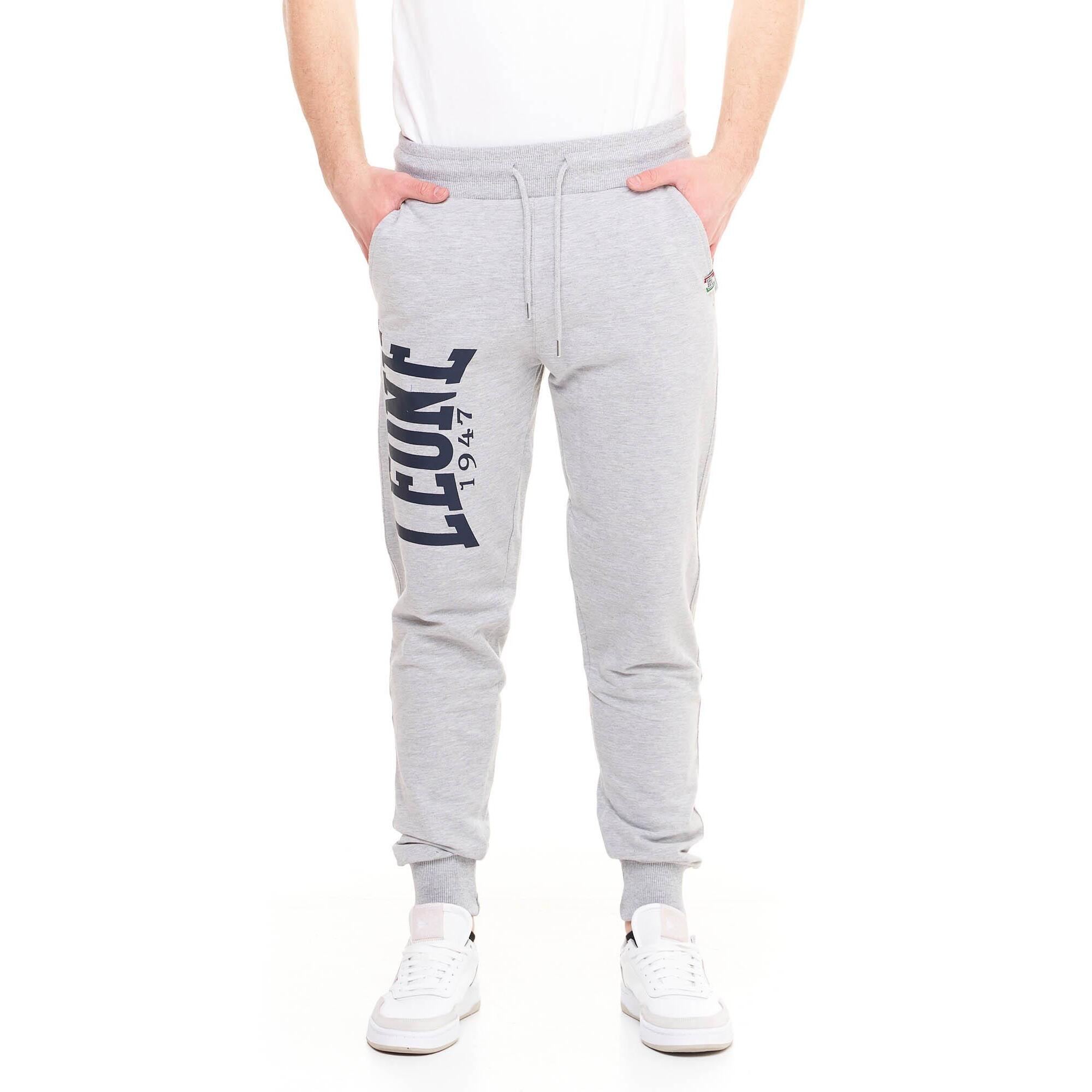 Pantaloni da uomo con logo grande in cotone non garzato Leone Basic