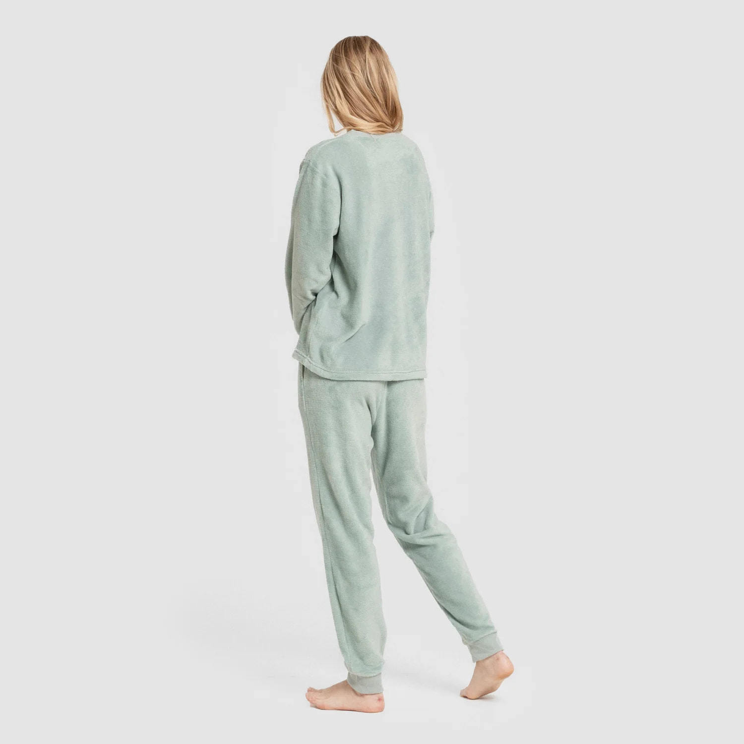Pigiama coralina con polsino da donna hello thursday verde tiffany