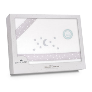 Triptico Coche Coralina D. Algodon Luna Estrellas Bco/Gris