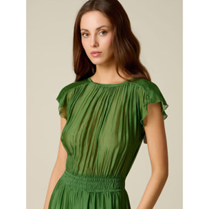 Oltre - Vestido largo en voile mezcla de seda - Verde