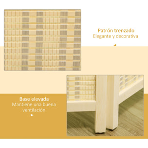 Biombo de 4 Paneles Plegable 180x180 cm Separador de Ambientes Divisor de Habitación Tejido a Mano de Bambú e Hilo de Algodón Decoración Elegante para Salón Natural