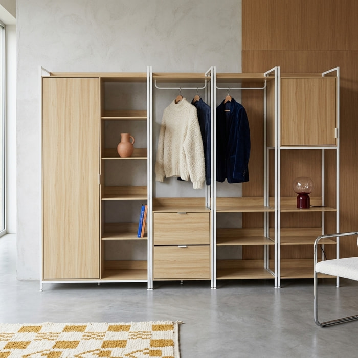 Kit dressing modulable décor bois et métal 4 éléments CLEVER