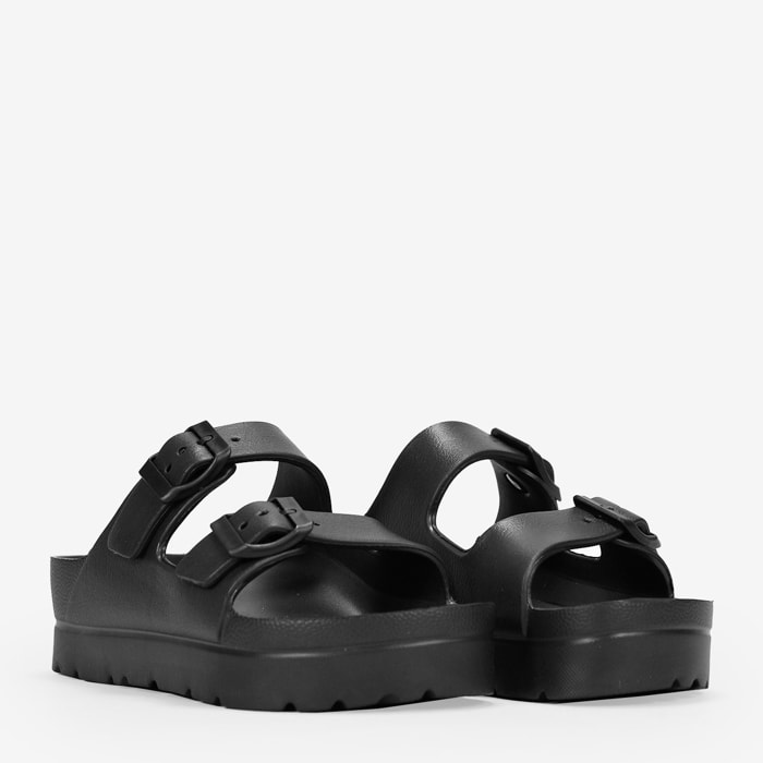 Sandalias de goma con plataforma negras