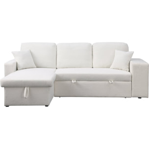 Canapé d'angle bouclettes convertible/reversible "Axel" - 3 Places - Blanc