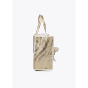 Borsa a cesta grande effetto rafia metallizzata