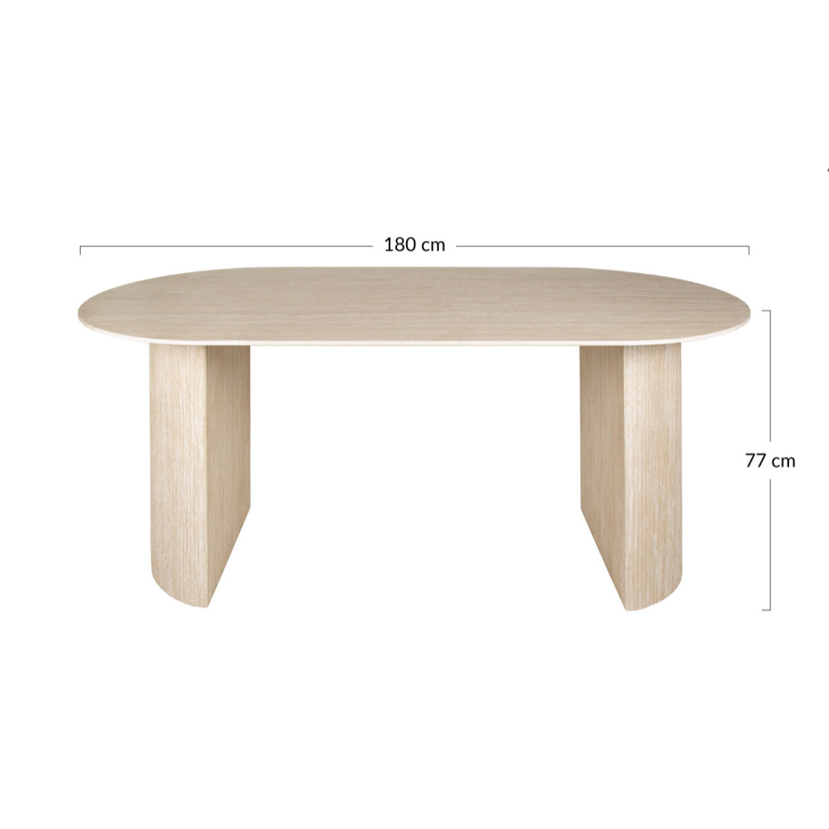 Maeva - table à manger - bois effet travertin - 6 personnes - Beige