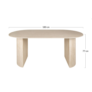Maeva - table à manger - bois effet travertin - 6 personnes - Beige