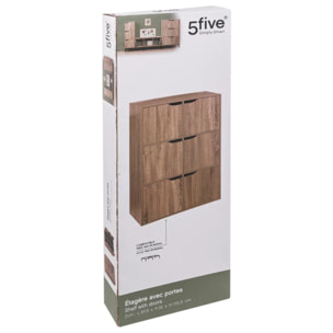 Étagère 6 cases porte "Mix N' Modul" effet bois naturel