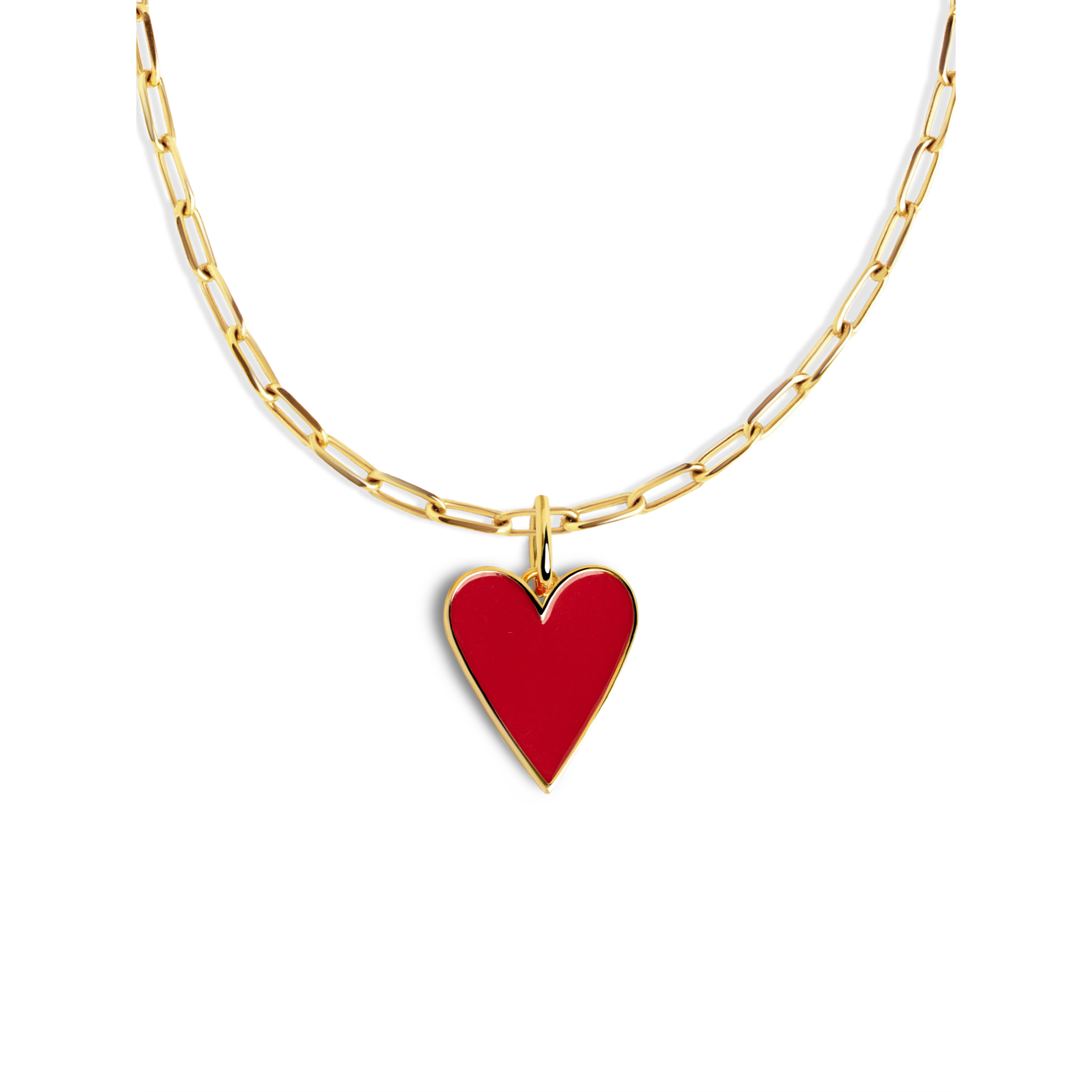 Collar Lovely Heart Red Enamel Baño Oro