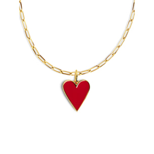Collar Lovely Heart Red Enamel Baño Oro
