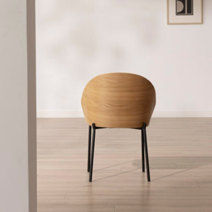 Chaise rembourrée Giza -tissu et bois-couleur beige 52 x 77 x 54 cm