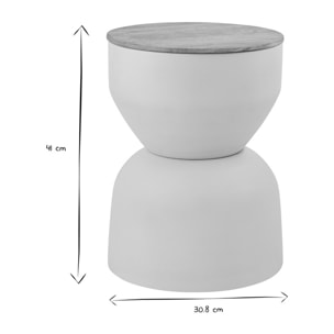 Table d'appoint ronde design avec rangement en métal grège et bois manguier massif D30 cm YOYO