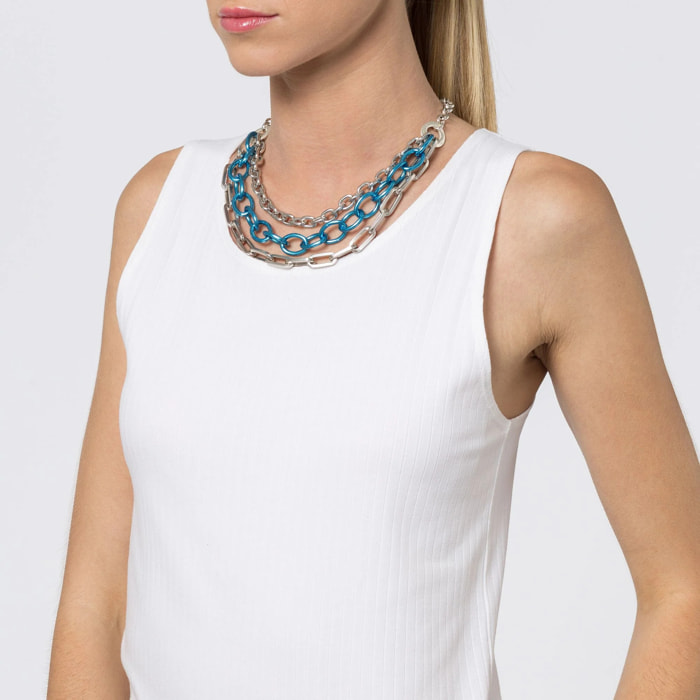 Collar "tres vueltas" en plata y azul