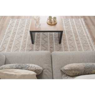 Bali - tapis moderne motif aztèque, beige