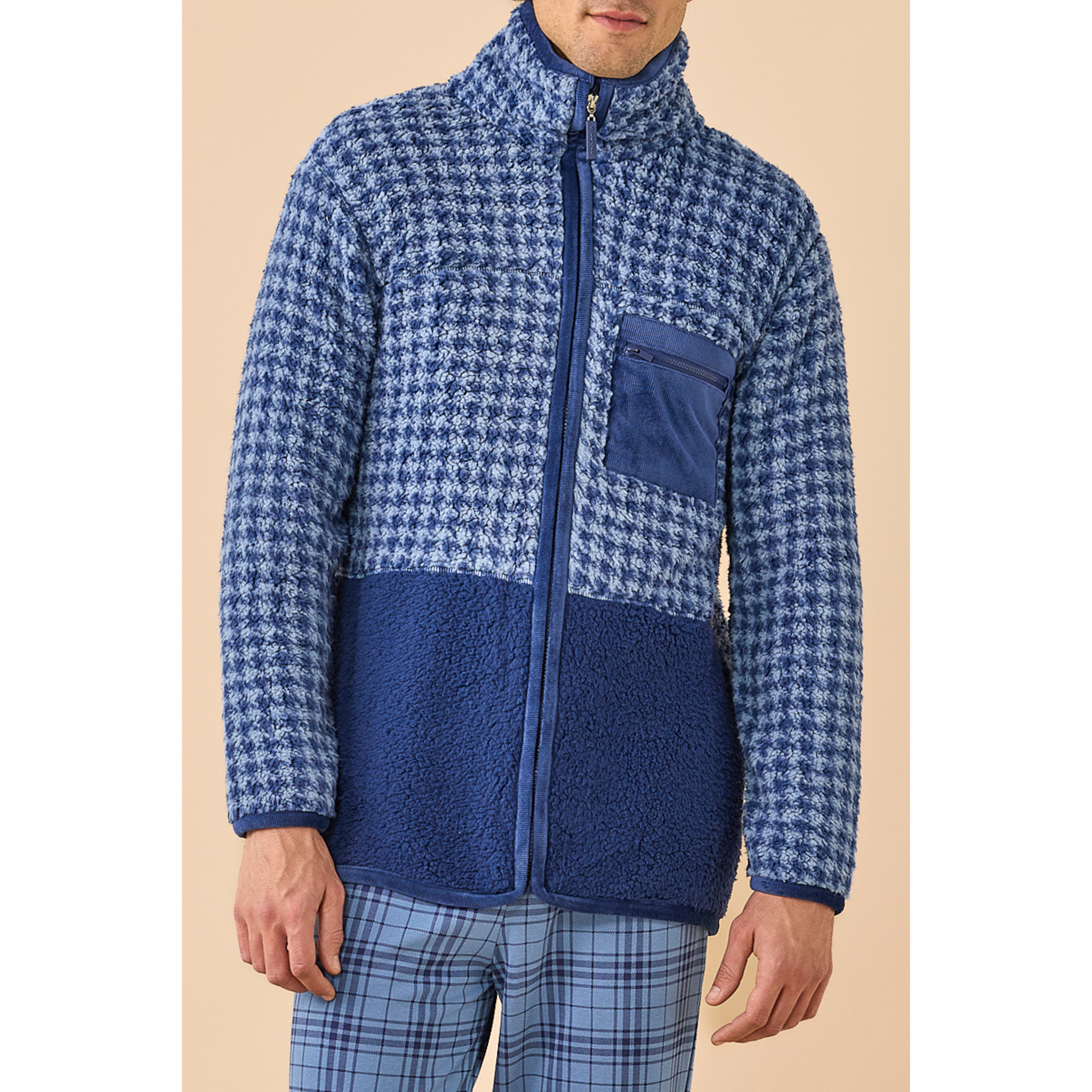 Giacca uomo eco-pelliccia articolo pied-de-poule. Noidinotte