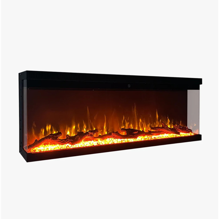 Boston 100 - Camino Elettrico 3 Lati da Incasso 101,6x43,9x20,1 cm in Acciaio Nero
