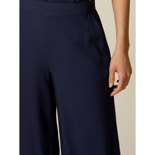 Oltre - Pantalones palazzo de viscosa - Azul