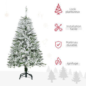 Sapin de Noël artificiel aspect enneigé Ø 70 x 120H cm 200 branches épines imitation Nordmann grand réalisme