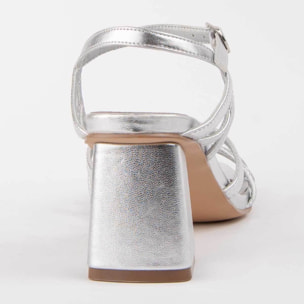 Sandalia De Tacón - Plateado - Altura: 6 Cm