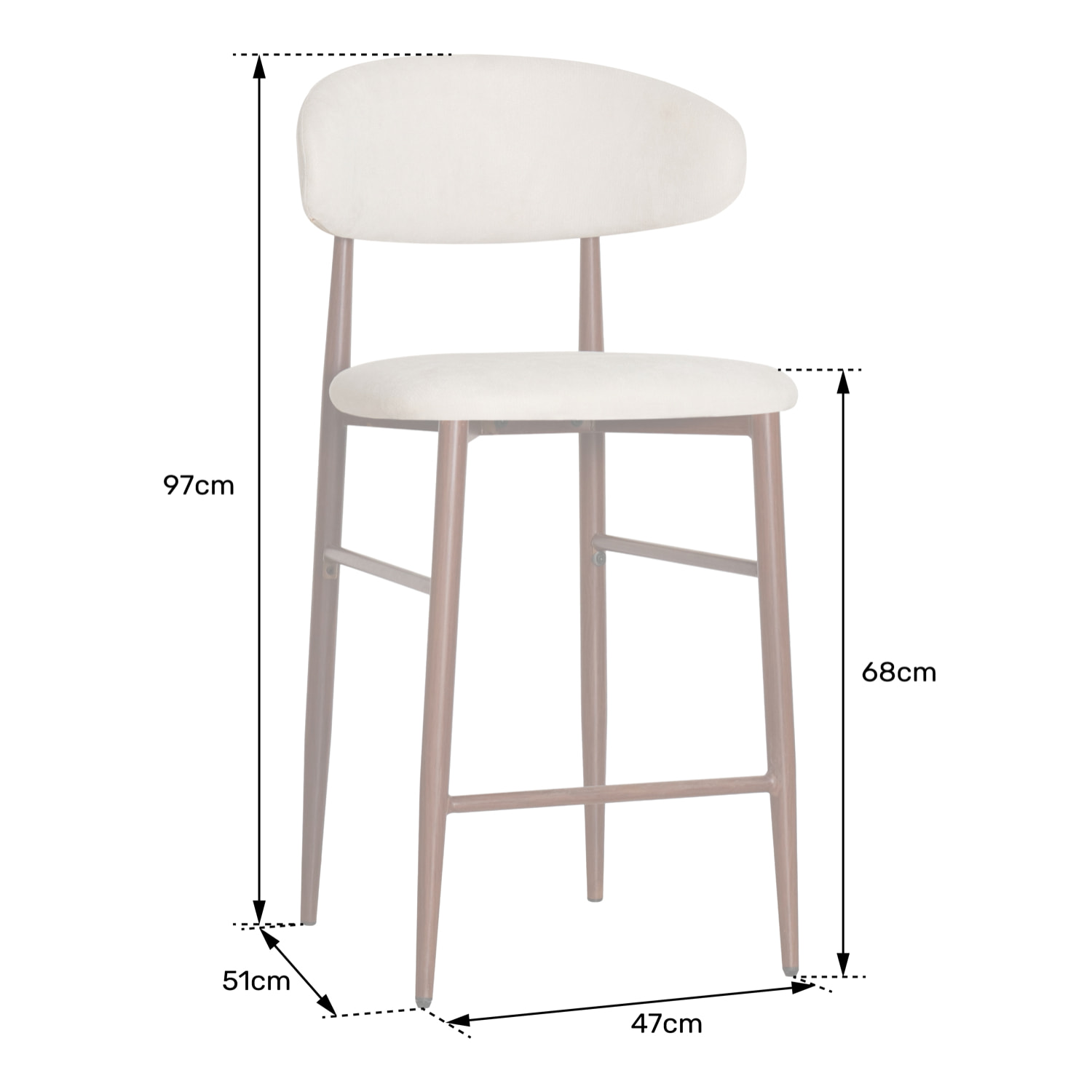 Lot de 2 tabourets de bar beige et métal effet bois clair SIMON
