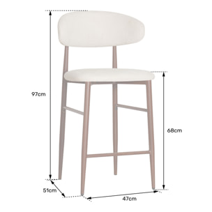 Lot de 2 tabourets de bar beige et métal effet bois clair SIMON