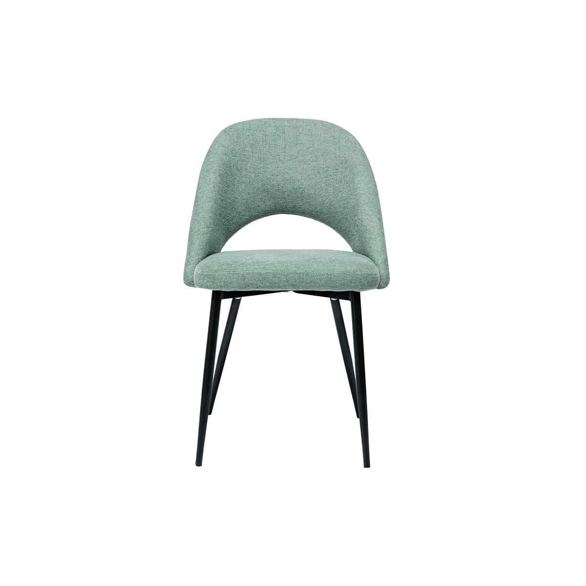 Chaises vintage en tissu effet velours texturé vert céladon et métal noir (lot de 2) COSETTE