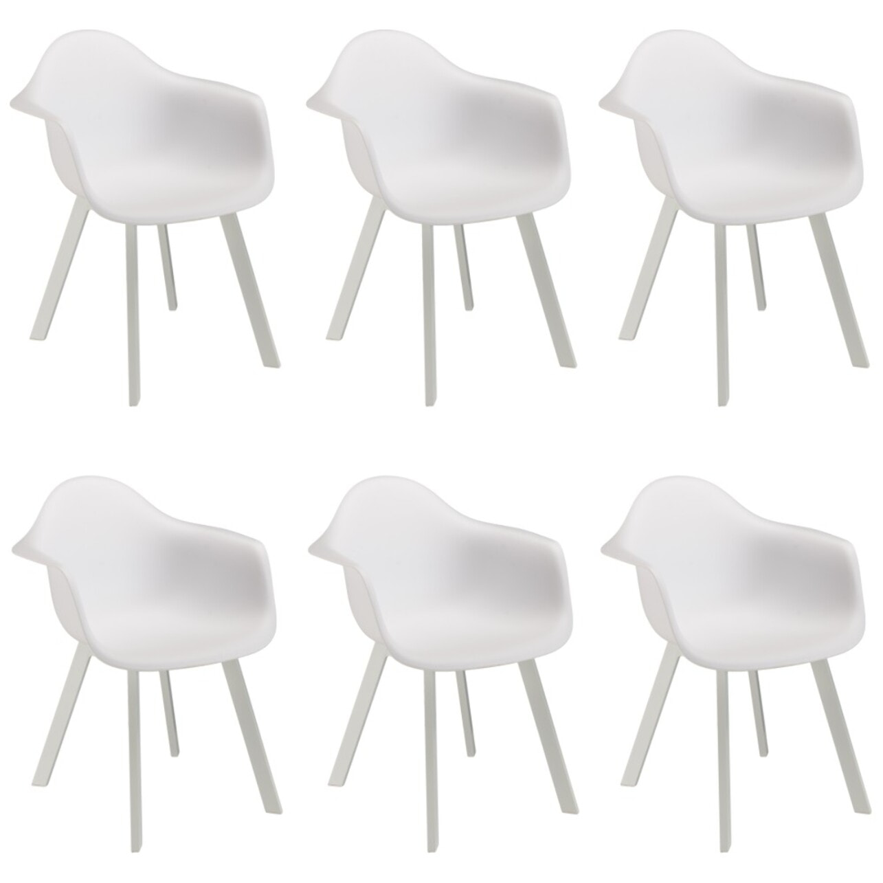 MALO - Lot de 6 fauteuils blancs dossier arrondi