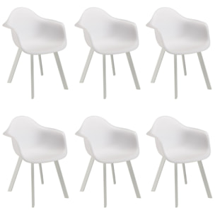 MALO - Lot de 6 fauteuils blancs dossier arrondi