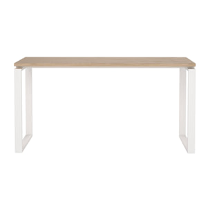 Scrivania Arignano, Scrittoio multiuso, Tavolo per ufficio porta PC, Piano di lavoro, 150x60 h76 cm, Rovere e Bianco