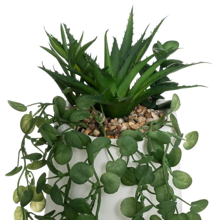 Composition des plantes arificielles pot cimentH33cm