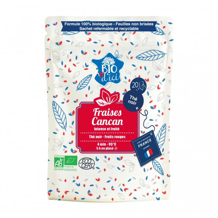 Thé noir Bio Fraises Cancan - Infusettes 20x2g