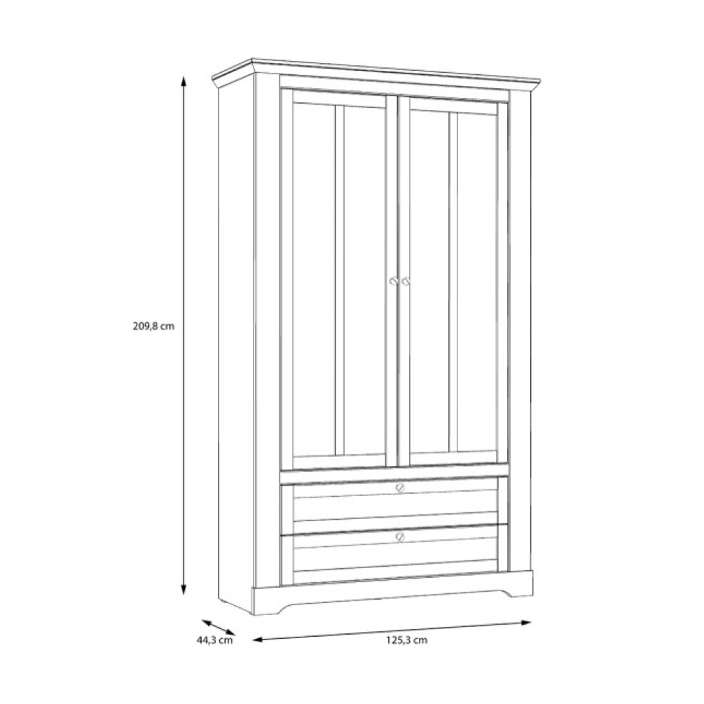 Vitrine 2 portes en bois effet chêne clair blanchi - grand modèle - ILONA