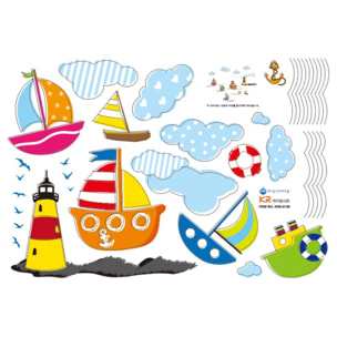 Stickers Muraux décoration adhésifs Bateaux et Nuages