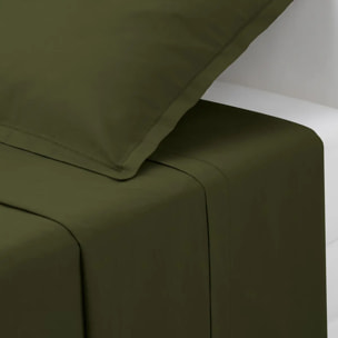 Drap plat "Carina" en coton 180x290cm vert kaki