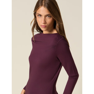 Oltre - Camiseta de viscosa con drapeado - Burgundy