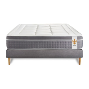 Ensemble Matelas Trente - 30cm - Ressorts ensachés et mémoire de forme - Confort hôtelier - Sommier kit Gris