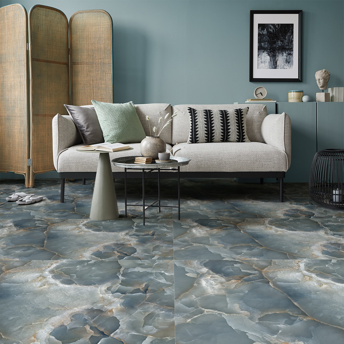 Revêtement sticker sol - MARBRE DE ROME - Rouleau adhésif Protection Anti-dérapant