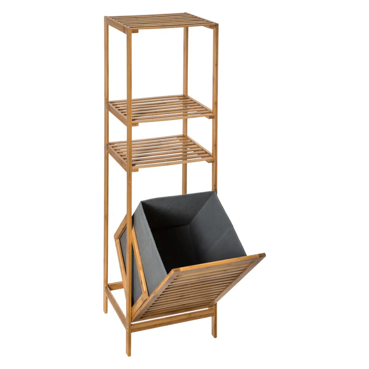 Étagère colonne avec panier à linge "Mix N' Modul" bambou