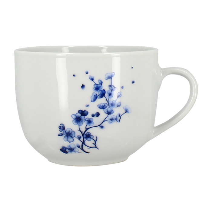Lot de 6 Jumbos 48cl en porcelaine blanche et dessin bleu CENTAUREE