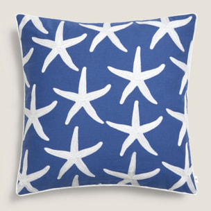 Funda de cojín algodón estrellas bordadas Creatu color azul Algodón