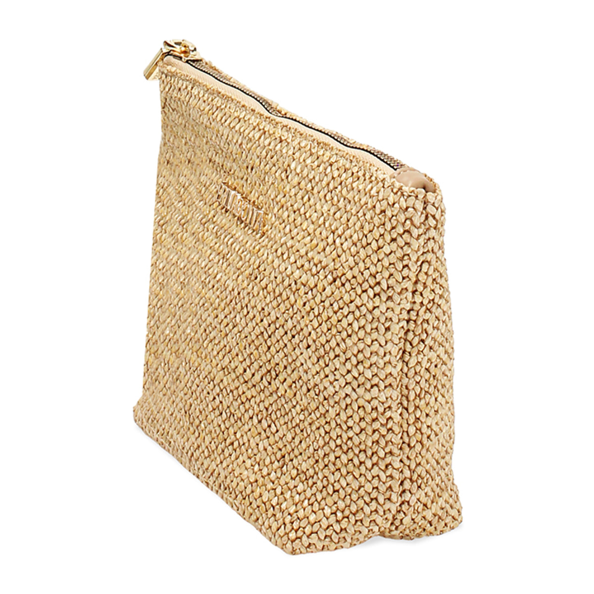 Pochette donna beige in raffia