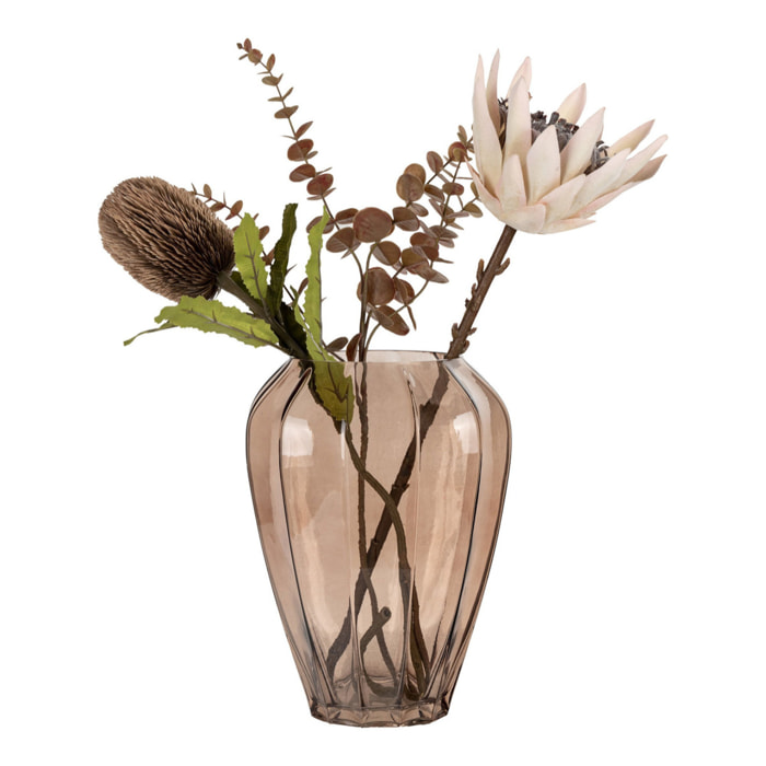 Vaso in vetro marrone costolato ø22x29 cm