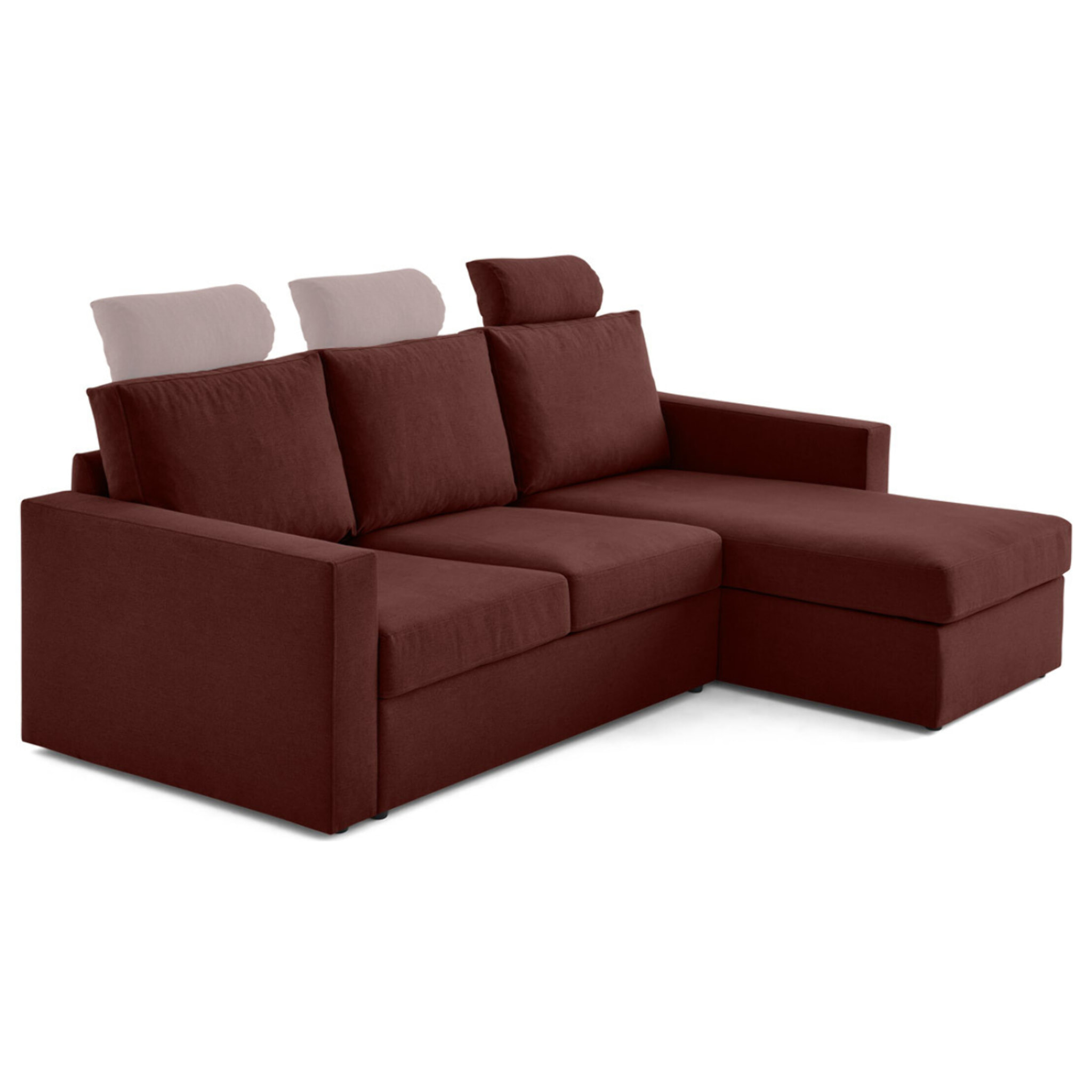 Barrie - canapé d'angle réversible 4 places avec têtière amovible en tissu - Rouge