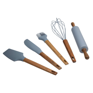 Set de 5 utensilios de cocina de silicona y madera de acacia san ignacio